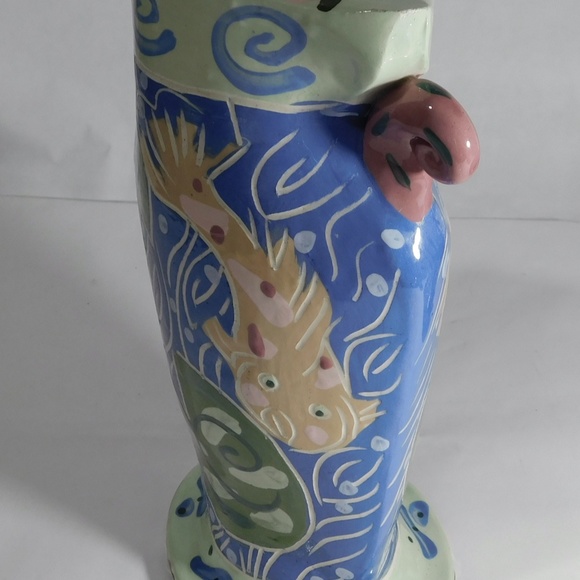 Studio Pottery VASE - Colorful Arts and Crafts Vase signed \
